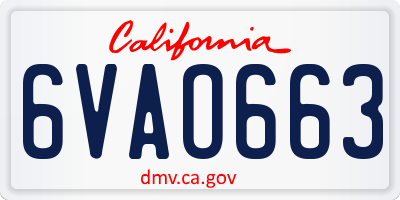 CA license plate 6VAO663