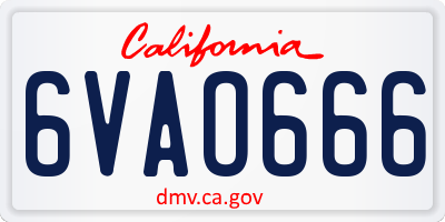 CA license plate 6VAO666