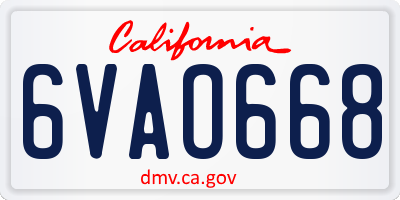 CA license plate 6VAO668