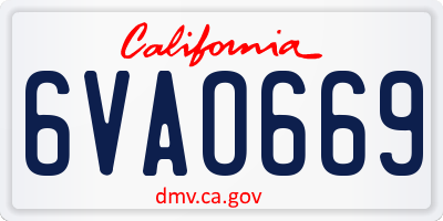 CA license plate 6VAO669