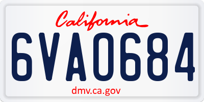 CA license plate 6VAO684