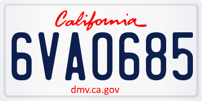 CA license plate 6VAO685