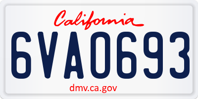 CA license plate 6VAO693