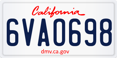 CA license plate 6VAO698