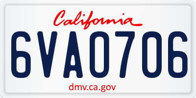CA license plate 6VAO706