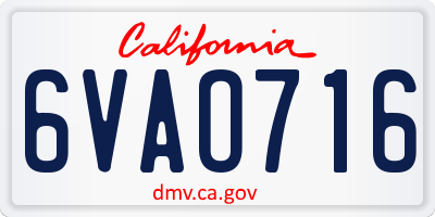 CA license plate 6VAO716