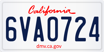 CA license plate 6VAO724