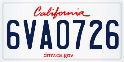 CA license plate 6VAO726