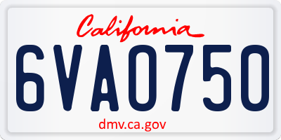 CA license plate 6VAO750