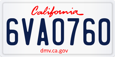 CA license plate 6VAO760
