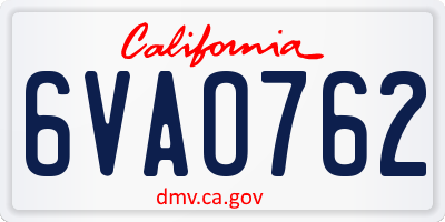 CA license plate 6VAO762
