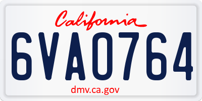 CA license plate 6VAO764