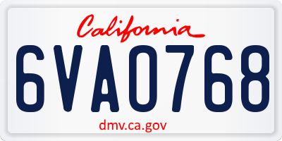 CA license plate 6VAO768