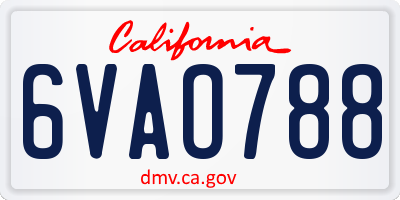 CA license plate 6VAO788