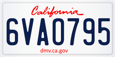 CA license plate 6VAO795
