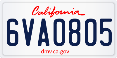 CA license plate 6VAO805