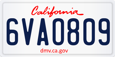 CA license plate 6VAO809