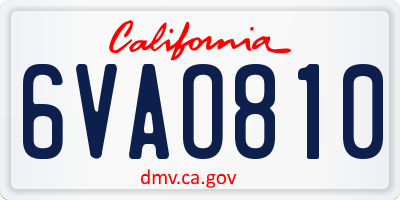 CA license plate 6VAO810