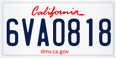 CA license plate 6VAO818