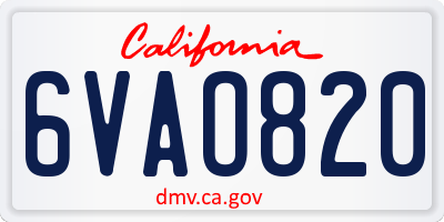 CA license plate 6VAO820