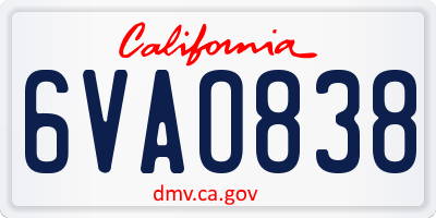 CA license plate 6VAO838