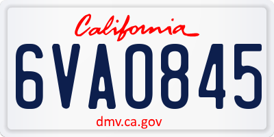 CA license plate 6VAO845