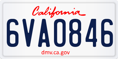 CA license plate 6VAO846