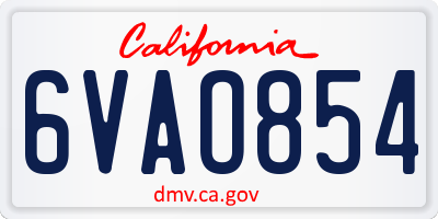 CA license plate 6VAO854