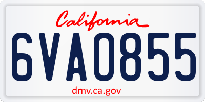 CA license plate 6VAO855