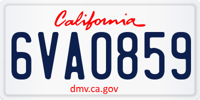 CA license plate 6VAO859