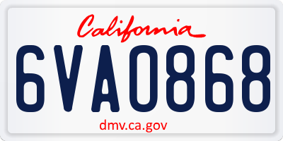 CA license plate 6VAO868