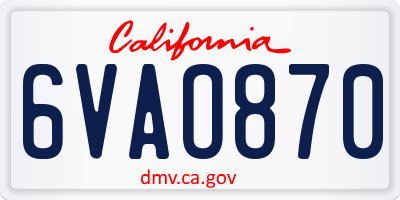 CA license plate 6VAO870