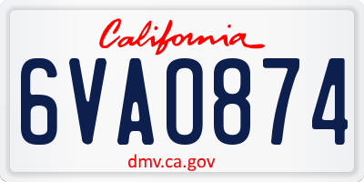 CA license plate 6VAO874