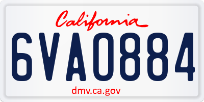 CA license plate 6VAO884