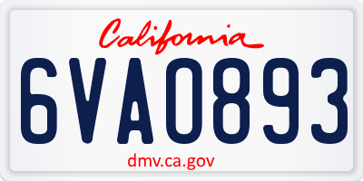CA license plate 6VAO893