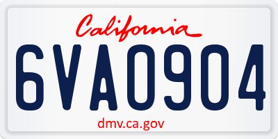 CA license plate 6VAO904