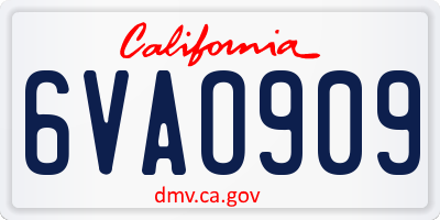 CA license plate 6VAO909