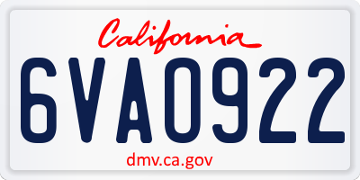 CA license plate 6VAO922