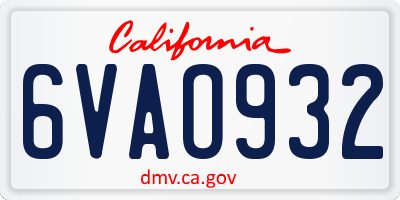 CA license plate 6VAO932