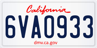 CA license plate 6VAO933