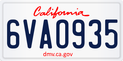 CA license plate 6VAO935