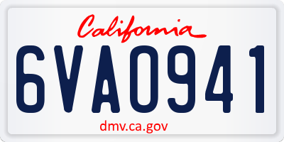 CA license plate 6VAO941