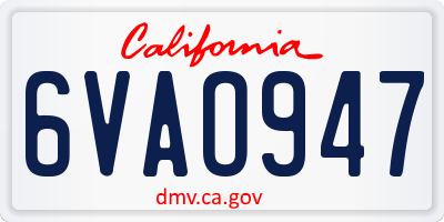 CA license plate 6VAO947