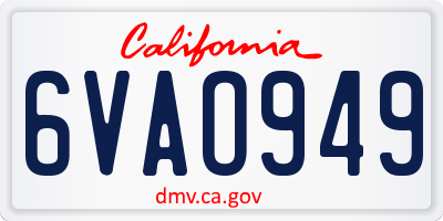 CA license plate 6VAO949