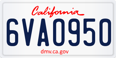 CA license plate 6VAO950