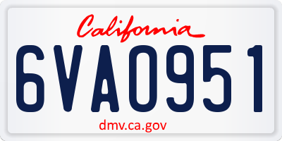 CA license plate 6VAO951