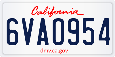 CA license plate 6VAO954