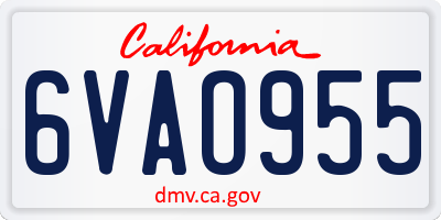 CA license plate 6VAO955