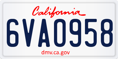 CA license plate 6VAO958