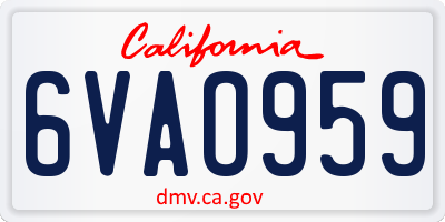 CA license plate 6VAO959